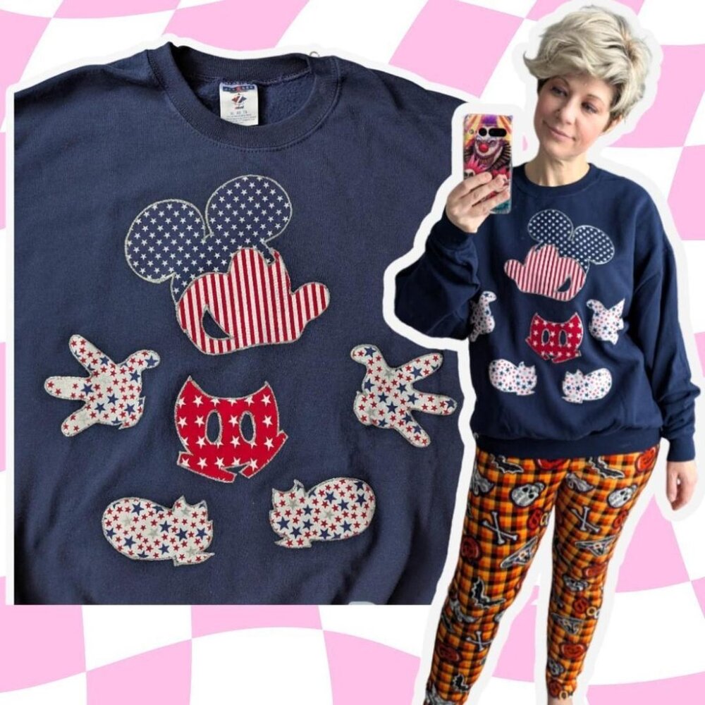 Mickey Mouse sweatshirt.